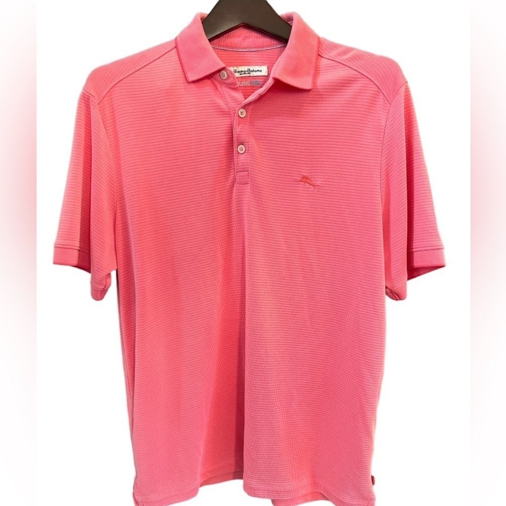 Tommy Bahama Polo Shirt Mens Med Pink IslandZone Short Sleeve Polo